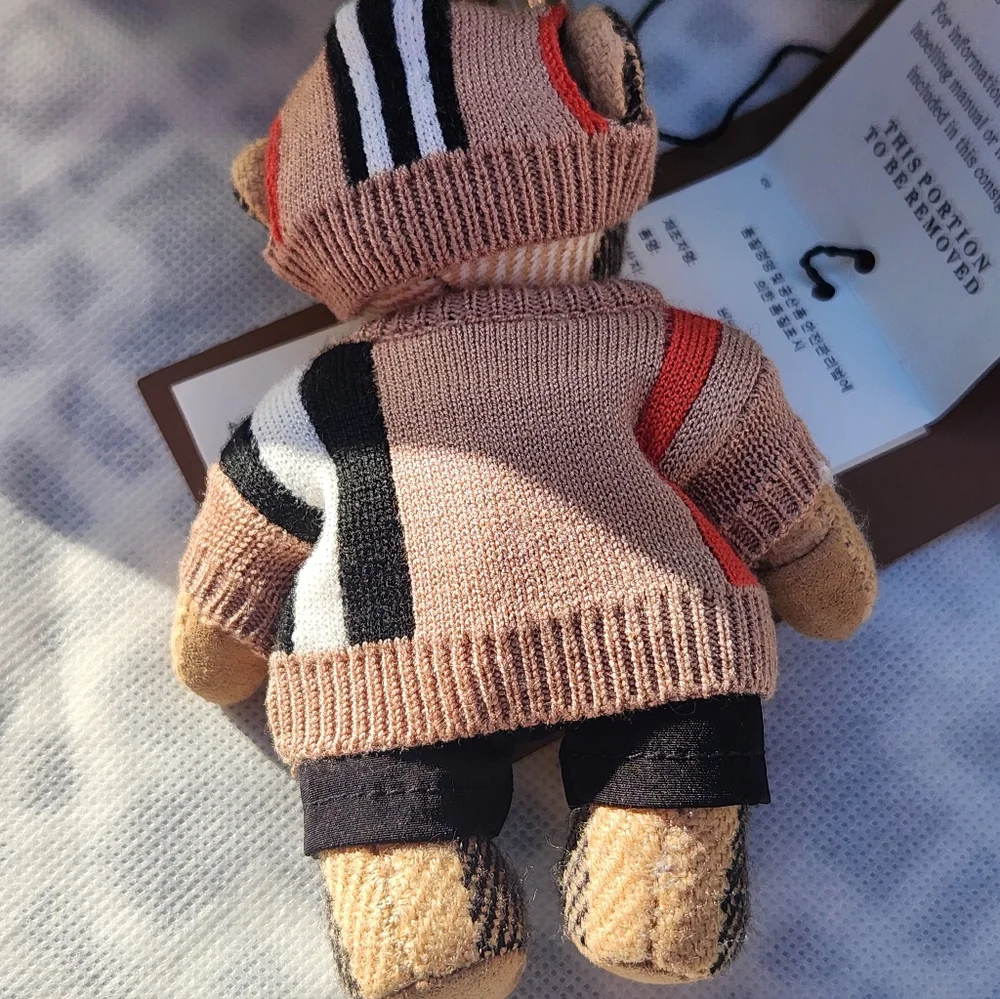 Burberry Striped Sweater Teddy Bear Keychain NIB - Picture 8 of 12
